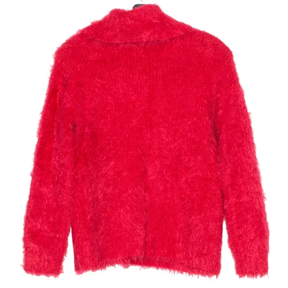 NWT Catherine Malandrino Eyelash Sweater Fuzzy Red Cowl Neck Cozy Statement XS - Picture 2 of 7
